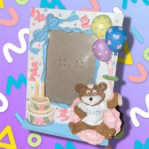 90s Zellers Zeddy Bear Birthday Photo Frame with Balloons
